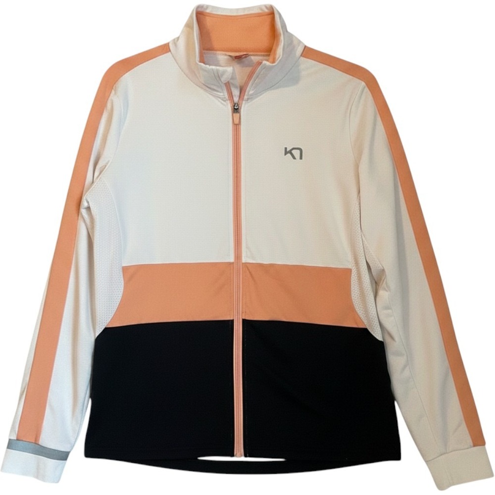 Kari Traa Size L Nora Colorblock Full Zip Athletic Jacket White Peach Black